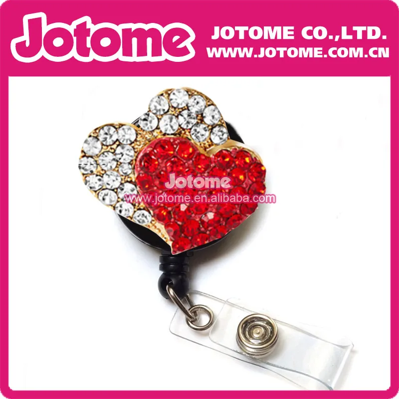

Nurse Heart Rhinestone retractable ID badge holder reel