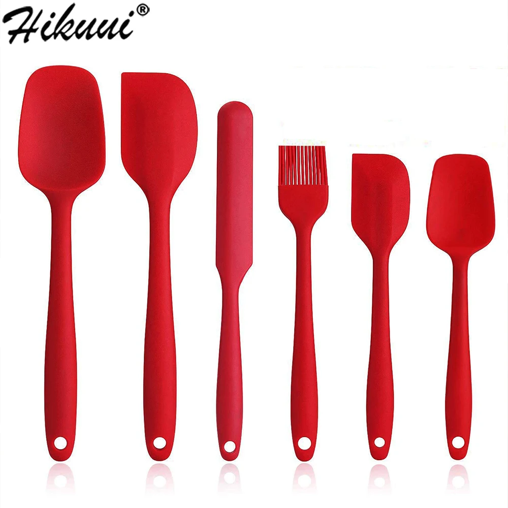  6 Pcs Silicone Spatula Sets Cooking Utensils Tools Scraper Spoon Brush Soft Silicone Baking and Coo