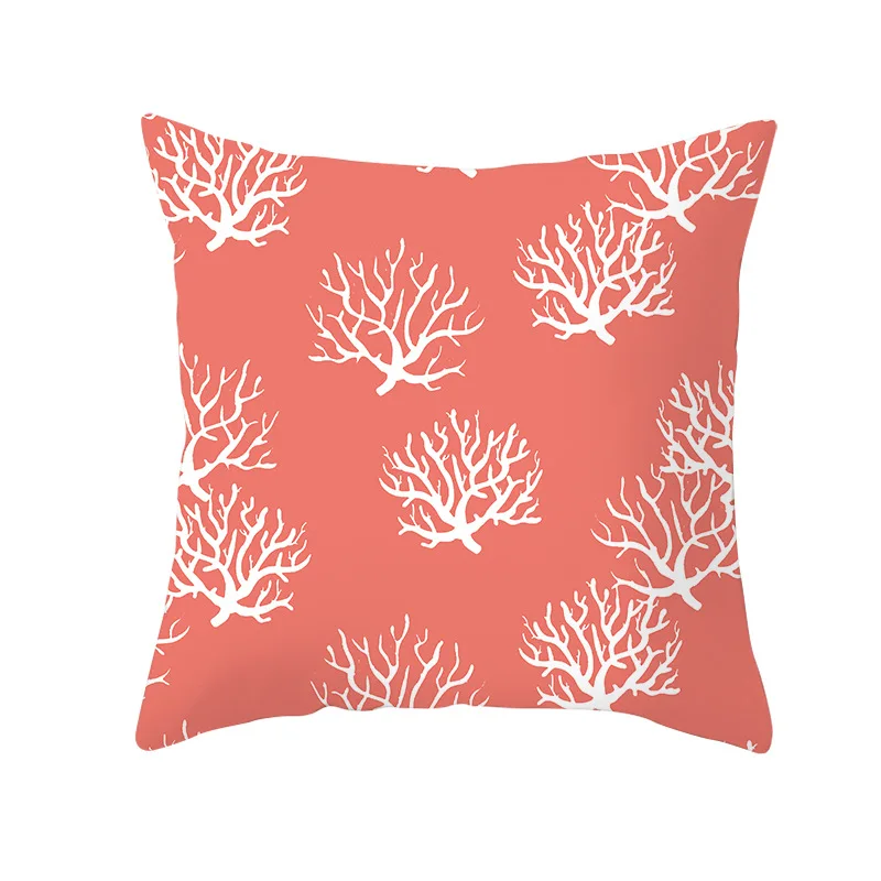 Lychee Coral Series Printed Pattern Pillow Cases Colorful Polyester Peachskin 45x45cm Pillow Cases For Bedroom Home Office