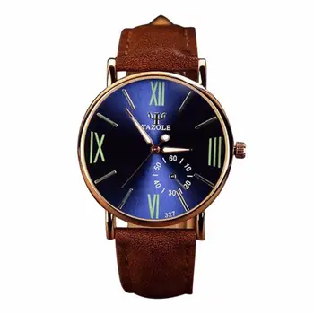 

Luxury Fashion Leather Mens Glass Quartz Analog Wristwatch Noctilucent Watches reloj de lujo para hombres