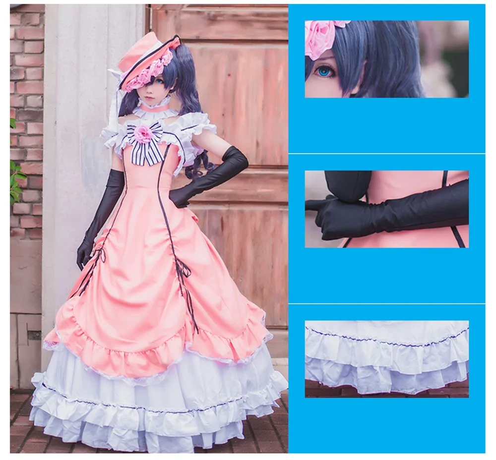Черное платье Deacon Black Butler Ciel Phantomhive карнавальный костюм принцессы с перчаткой и