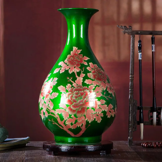 Jingdezhen Classical Porcelain Crystal Glaze Flower Vase Home Decor Big Shining Famille Rose Vases Wedding Gifts 2