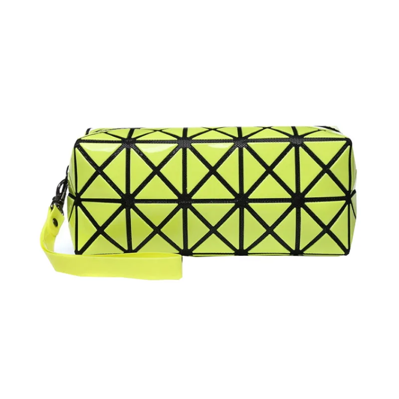 

Solid Color Square Diamond Zipper Handbag High Capacity Geometric Pattern Functional Mobile Phone Purse Top-handle For Women