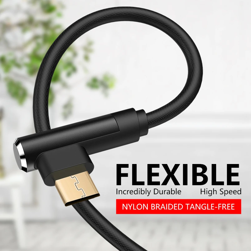 Кабель зарядный ASINA Micro USB под прямым углом 90 градусов Дата кабель для Xiaomi Huawei Oneplus