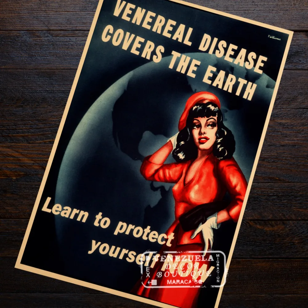 Venereal Disease Covers Earth WWII WW2 Propaganda Poster Vintage Retro Decorative DIY Wall