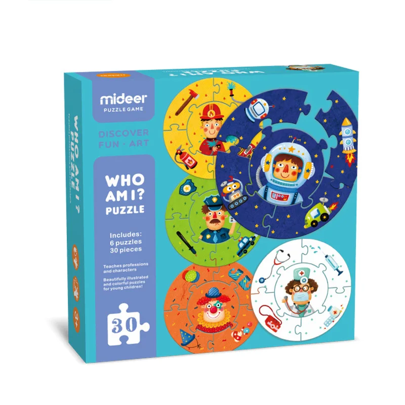 Mideer Children Double-sided Paper Puzzle Toys Who Am I Game Puzzle Teaches Professions Characters Learning Educational Toys