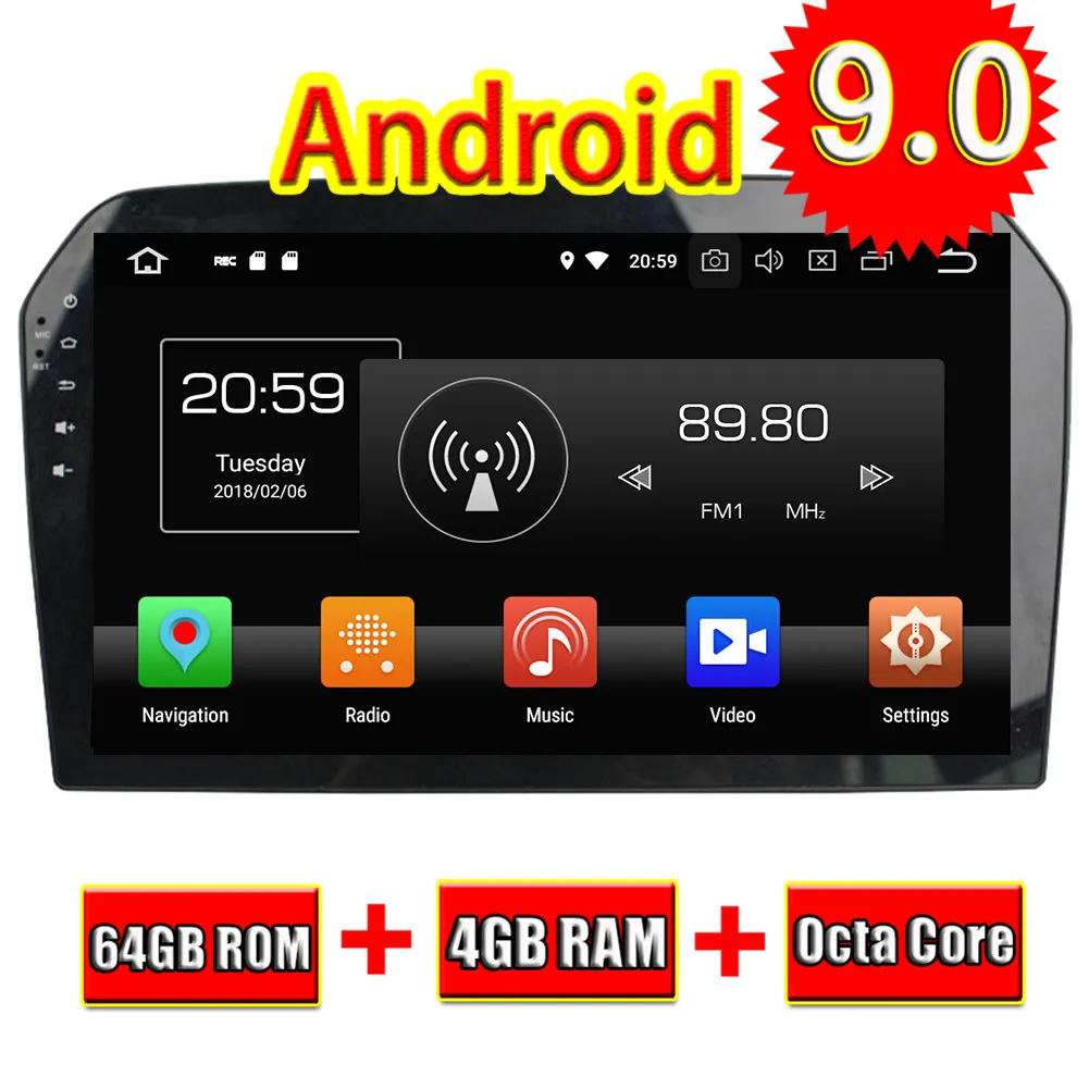 Автомобильный GPS навигатор TOPNAVI Восьмиядерный процессор Android 9 0 для VW Jetta 2012 2013 2014
