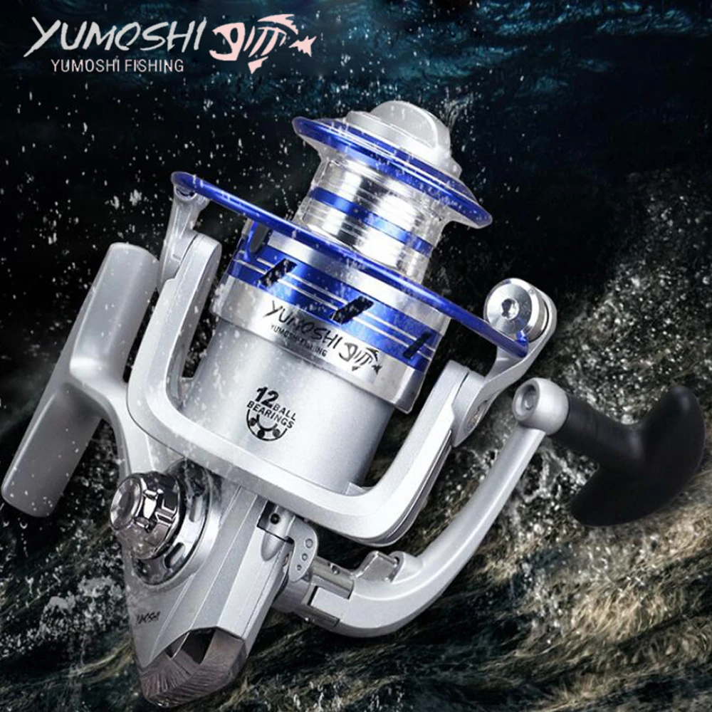 

Yumoshi New Water Spinning Reel 12Ball Bearing 5.5:1 Gear saltwater peche with wire cup 1000-7000 Metal fishing reel reels