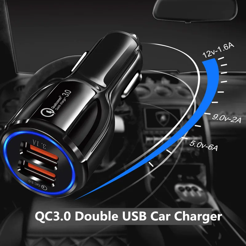 Автомобильное 2 USB зарядное устройство Quick Charge 3 0 для телефона порта быстрое