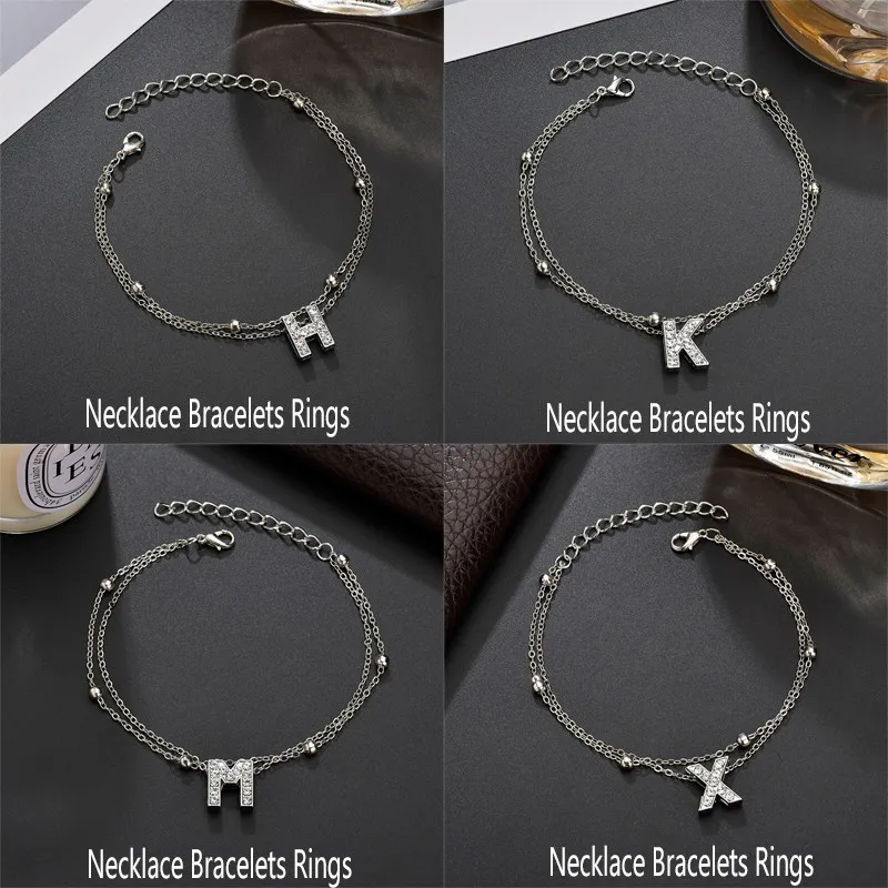 

Fashion Initial A-Z With Cubic Zircon Charm Bracelets Women 2019 Boho Silver Color Name Initial Bracelets Friendship Bracelets