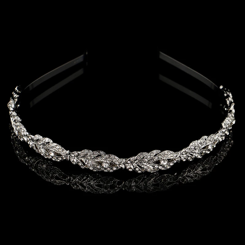 Hair Accessory Jewelry Accessories Women Crystal Rhinestone Hairband Flower Leaf Pattern Tiara for Wedding