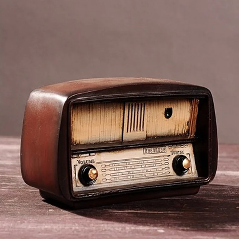 Tanie Vintage Radio Craft retro nostalgiczna ozdoby styl europejski prezent urodzinowy akcesoria barowe żywica Radio Model antyczne imitacje
