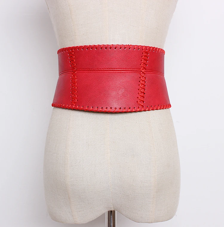 Женская взлетно посадочной полосы мода искусственная кожа широкие пояса женское платье корсеты для женщин пояс с пряжкой украшения