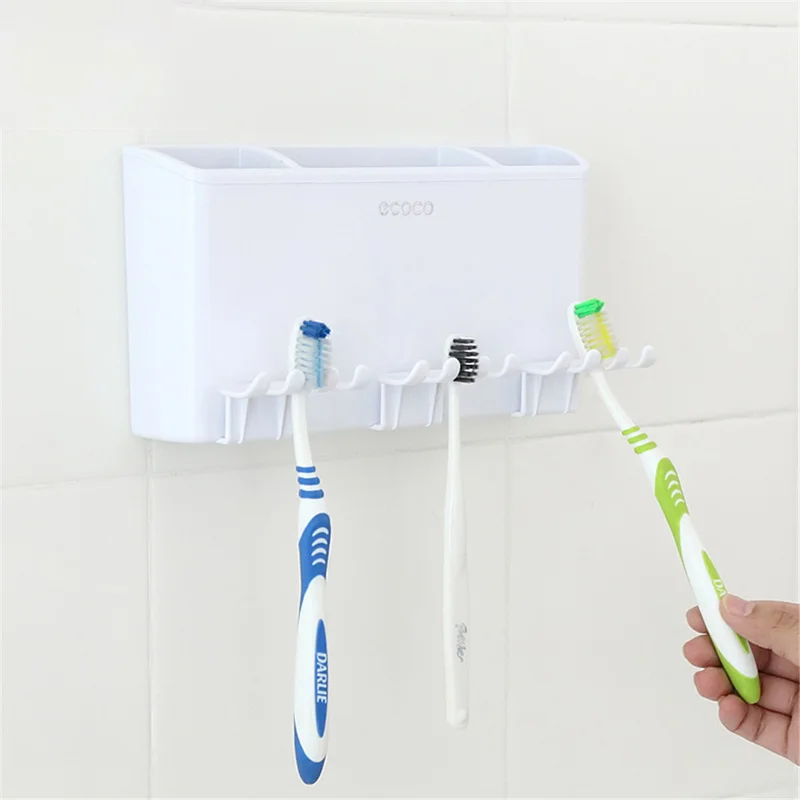 Plastic Dust-proof #V Toothbrush Hold Bathroom Kitchen Family Suction Cup Holder 