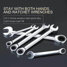 Fixed Head Ratcheting Combination Spanner Wrench Sets Hand Tools Ratchet Handle Wrenches Tool For Car Repair Tool 8-19mm mainpoint 7pcs 10pcs ratchet wrenches kit double end 8 19mm combination cr v ratcheting socket spanner wrench hand tools sets