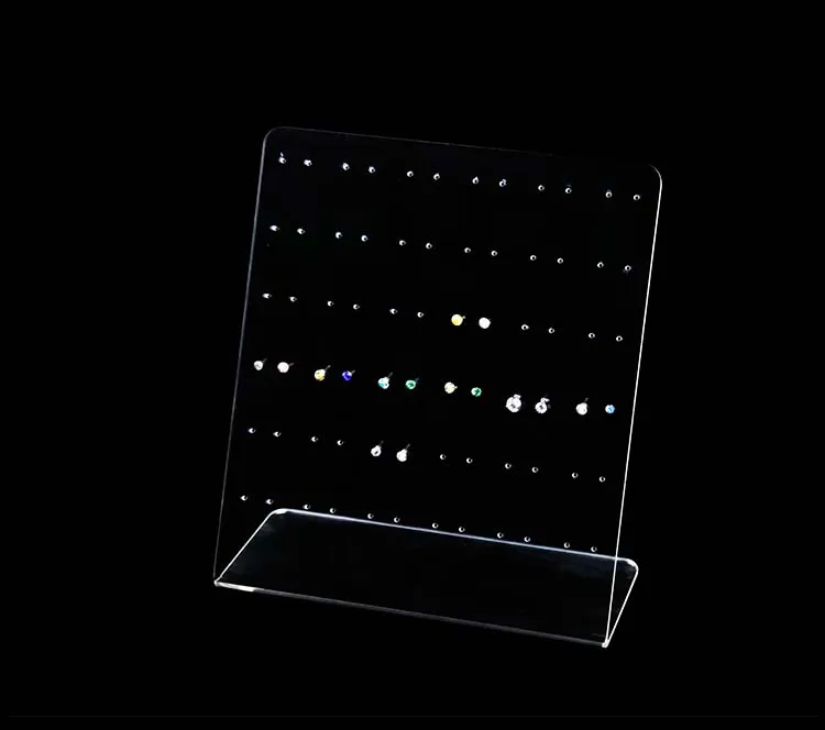 Acrylic Clear Jewellery Ear Studs Earring Display Stand Holder Slanted Show Rack 72 Holes