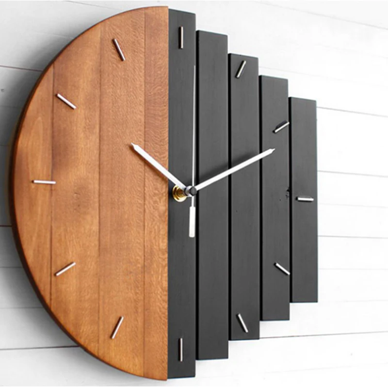 CSS деревянные настенные часы современный дизайн винтажные деревенские потертые часы тихие художественные часы украшение дома