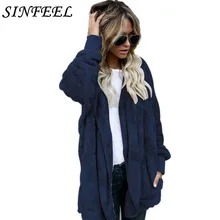 5XL Faux Fur Teddy Bear Coat Jacket Women Fashion Open Stitch Winter Hooded Coat Female Long Sleeve Fuzzy Jacket 2018 plus size patch pocket open front fuzzy coat