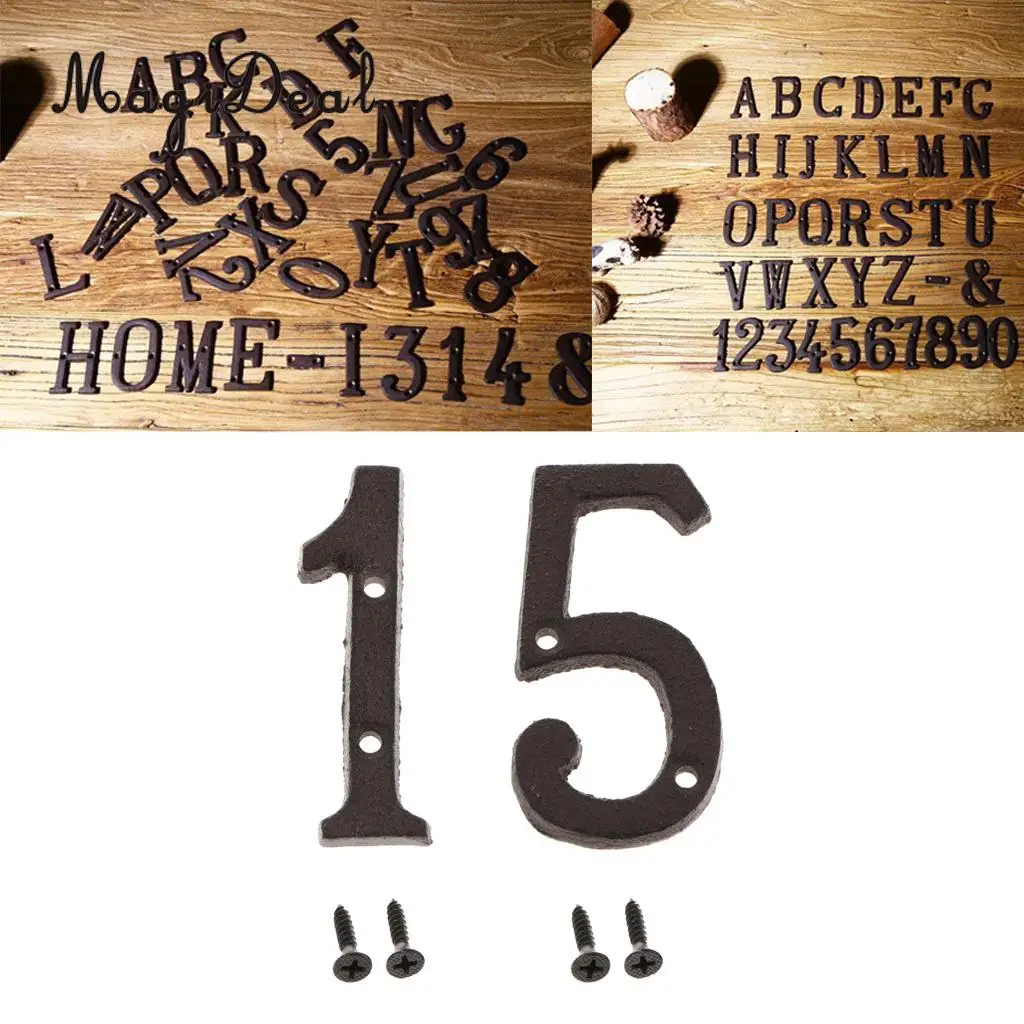 2pcs Rustic House Office Door Plaque Address Arabic Number Digit Plate Sign Plaque 1 5