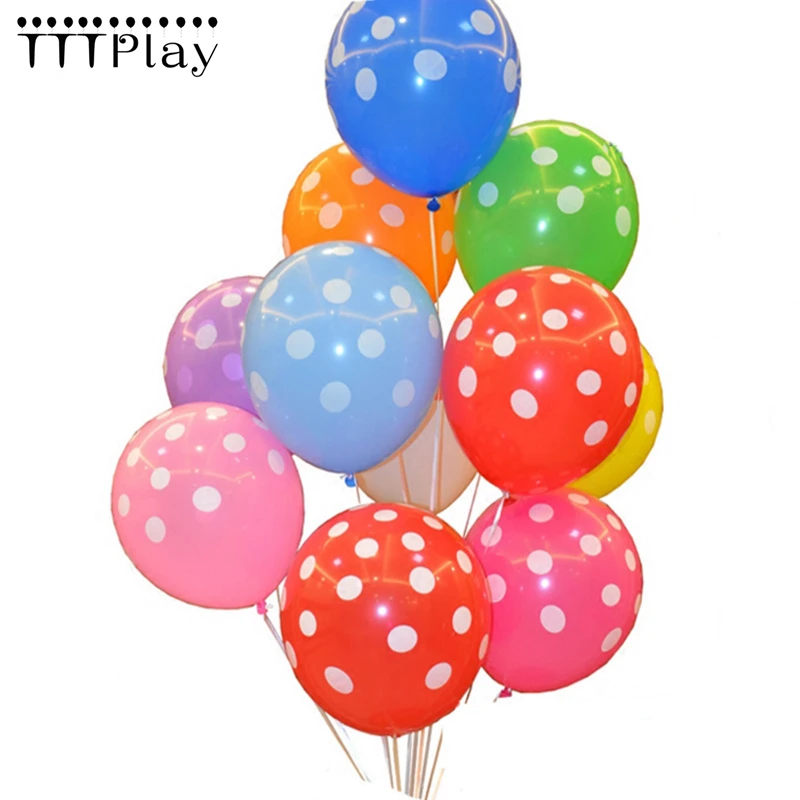 

25pcs 12Inch Polka Dot Latex Printed Balloons 10 Colors Inflatable Air Balls Wedding Decoration Birthday Party Balloons Supplies