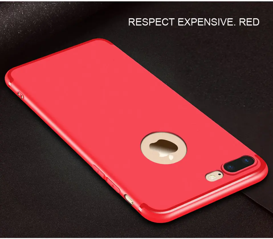 Icoque Plain Fitted Cases for iPhone 7 Case Matte Red Soft Silicone TPU Ultra Thin Cover for iPhone 8 Case 7plus 8 plus Cases    (11)