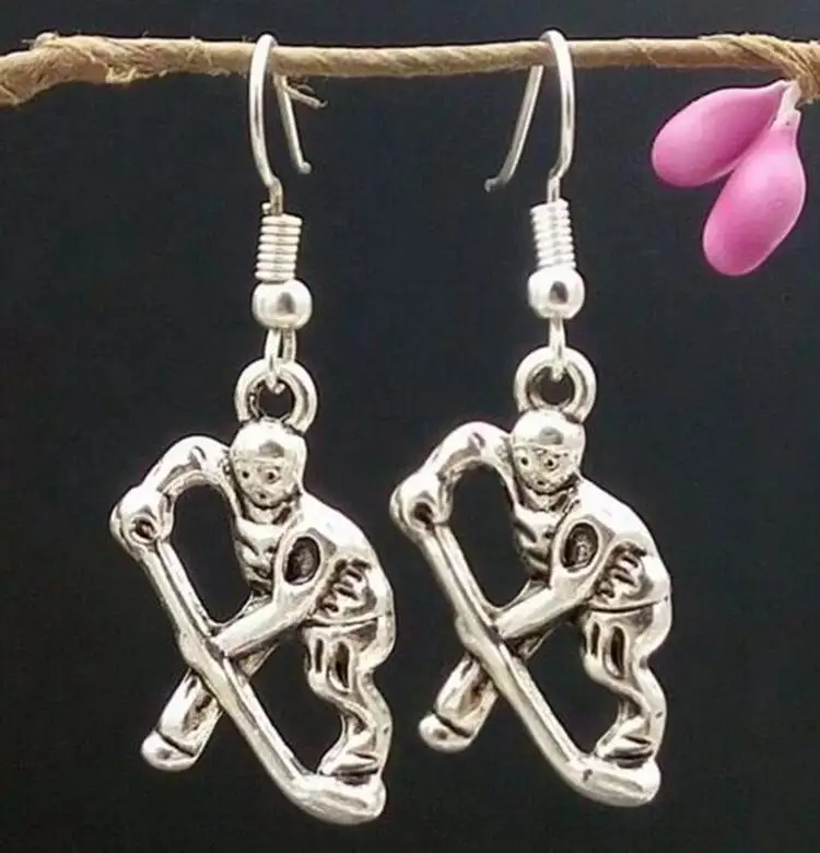 Women Earrings Gifts Vintage Silver Fashion Jewelry - Hockey players - Charms Pendants Dangle Earrings Women Earrings Gifts Vintage Silver Fashion Jewelry - Hockey players - Charms Pendants Dangle Earrings
