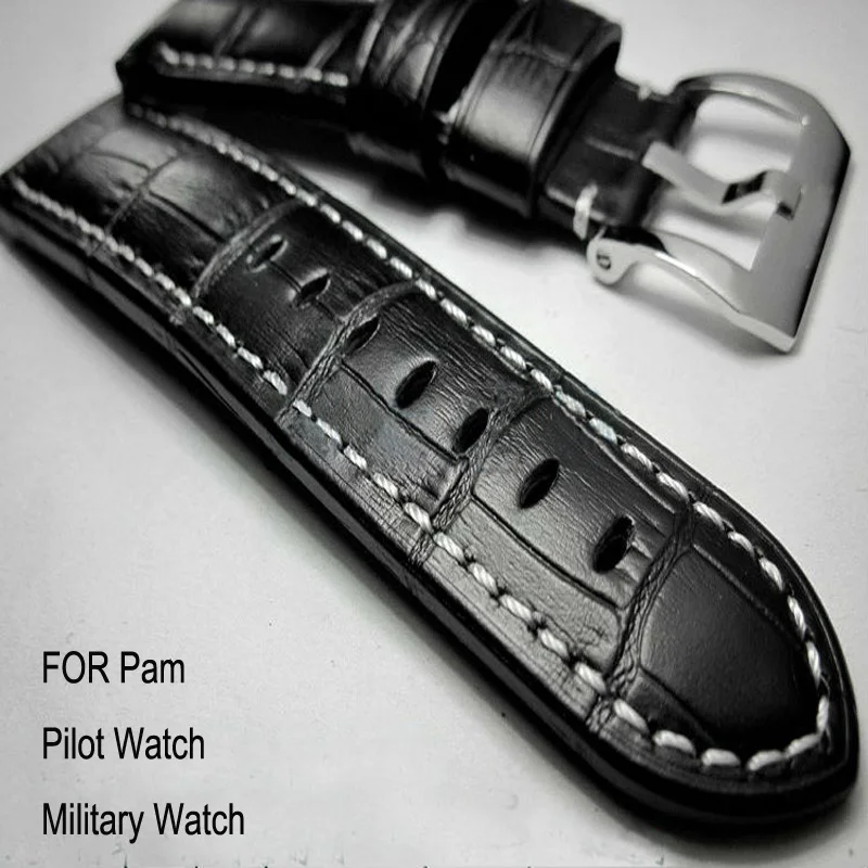 

22 24 26MM Back watch leather strap,Genuine leather watch band strap For Pam Military Watch Big Pilot Watch Free Shiping