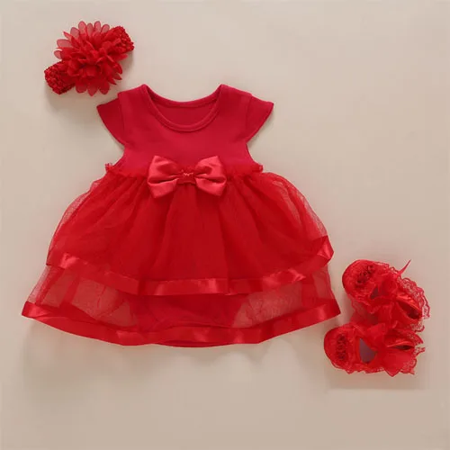 Платье и Одежда для новорожденных девочек Летняя Детская праздничная одежда для дня рождения комплект обуви для детей от 1 года до 2 лет, платье на крестины, платья для малышей - Цвет: 4