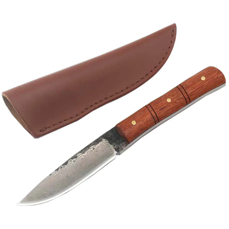 Лучший ToughKeng Дамаск фиксированным лезвием Ножи кованый ручной работы Ножи узор Сталь Тактический пережитки Ножи Новый