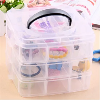 

1PC Multi-layer Utility Storage Case Box Plastic Transparent 3 Layer Nail Art Craft Fishing Makeup Jewelry Storage Box EJ870730