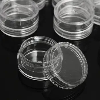 50pc Lot 5g Sample Clear Cream Jar Mini Cosmetic Bottles Containers Transparent Pot For Nail