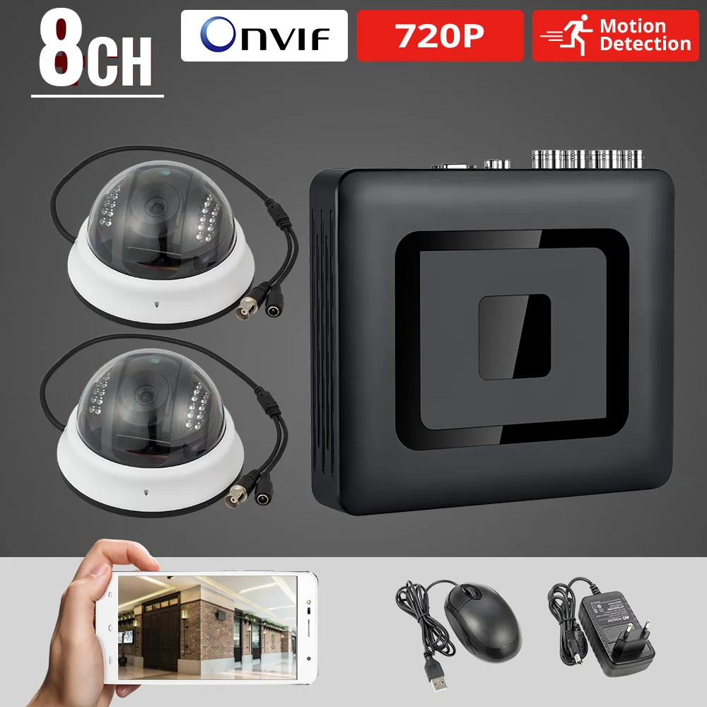 

8CH CCTV Security Camera System DVR 2PCS 2000 TVL 1.0 MP IR-cut Outdoor Waterproof AHD Camera CCTV Beveiligings Camera Kit