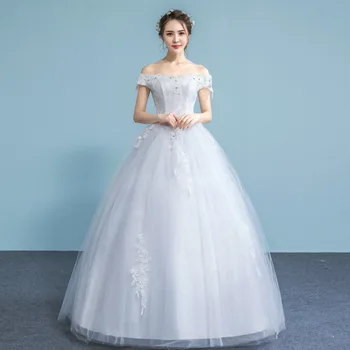 

Simple Bridal Dress Sexy Off The Shoulder Ball Gown 2020 Lace Appliques Wedding Dresses Vestidos De Noiva Robe Mariee Bride