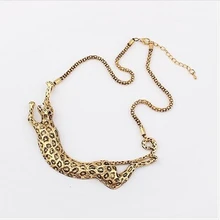 NE-049 новые ювелирные изделия для женщин Мода преувеличенное индивидуальное металлическое ожерелье с леопардом