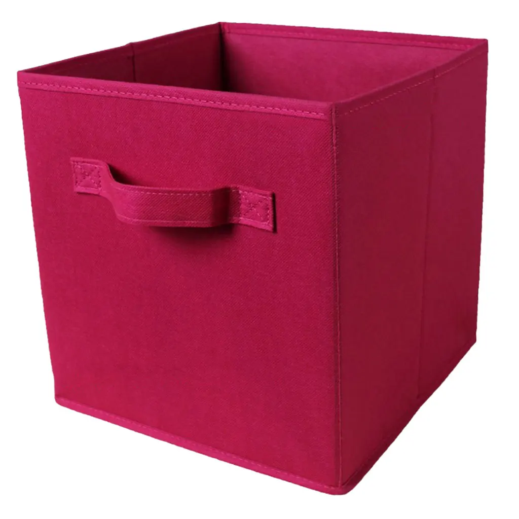 Складная Куб ящики для хранения декоративной ткани Кубы для хранения Организатор для шкаф с полками детские игрушки ящик для хранения вещей - Цвет: Wine Red