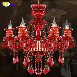 Фумат красный Хрустальная люстра современная мода Crystal Light свеча дома Освещение Гостиная столовая Кафе Ретро Люстры