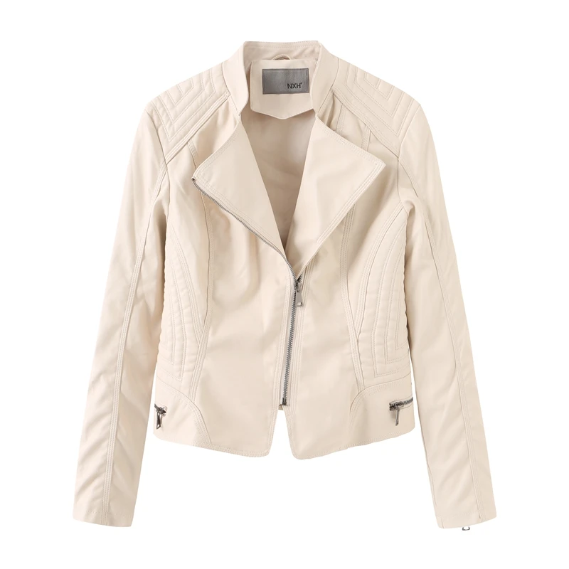 NXH leather jacket women plus size biker jacket faux leather fall jackets autumn women fashion coat pink skyblue