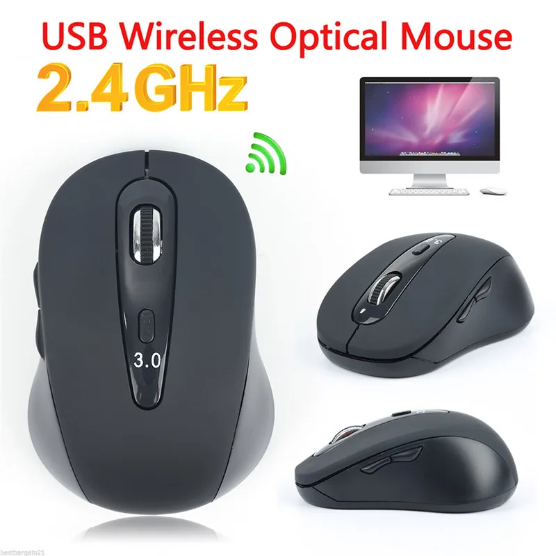 

souris sans fil mause wireless computer Slim Black 2.4Ghz Wireless Mouse for Windows 7/8/XP/Android Tablets Durable
