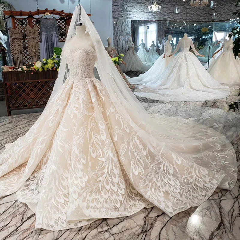 HTL264 Suknie slubne роскошные сексуальные свадебные платья без бретелек кружевные