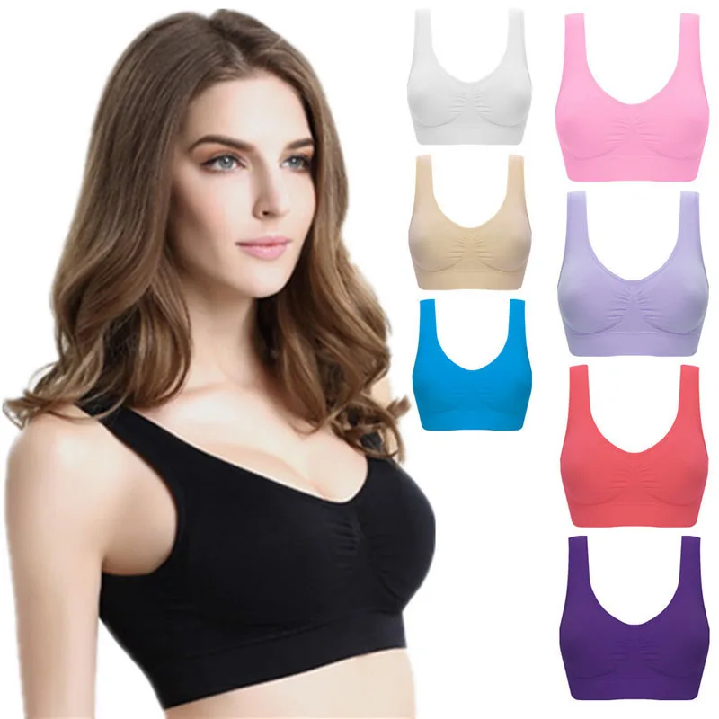 Women Girls Sports Bra Bras Large Sizes Good Top Female Breathable Push Up Seamless Underwear Brassiere Fitness Yoga Running (28)