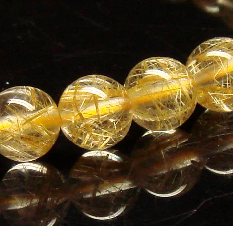 

Discount Wholesale Natural Genuine Yellow Gold Needle Rutile Quartz Finished Stretch Bracelet Round Jewelry beads 7mm