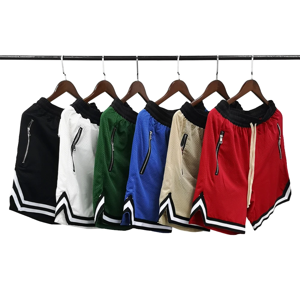HZIJUE 2018 Summer Hip hop kanye Justin Bieber Mesh the double layer Pocket zipper Men shorts drawstring sweatpant men shorts