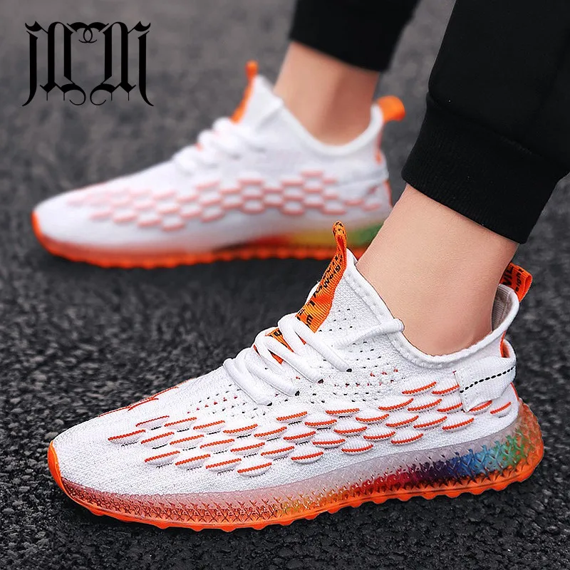 

MUMUELI 2019 Hot White Orange Yellow New Fashion Brand Men Shoes Designer High Quality Luxury Breathable Casual Sneakers L-2227