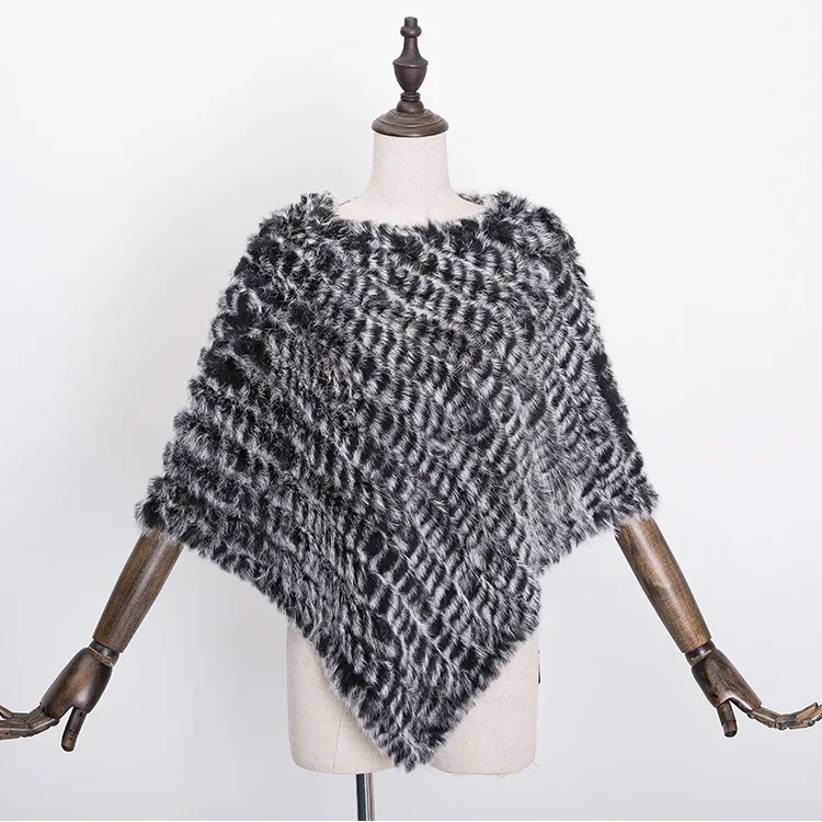  Winter Warm Shawl Poncho For Women Knitted Real Rabbit Fur Shouder Pashmina Capes Lady Natural Fur Wraps (21)