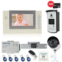 JEX 7 дюймов ЖК-дисплей видео дверь домофон система комплект белый запись монитор + доступ RFID Управление ИК Камера + CCTV Камера