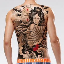 1 шт. 48*34 см полный задний большие тату-наклейки 20 дизайн Гейша певец Будда рыба временные флэш-татуировки краска для тела сексуальная девушка