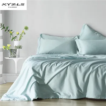 

XYZLS 100% Cotton Bedding Set Luxury Solid Color Duvet Cover Set Queen King Size High Quality Bedclothes 3PCS