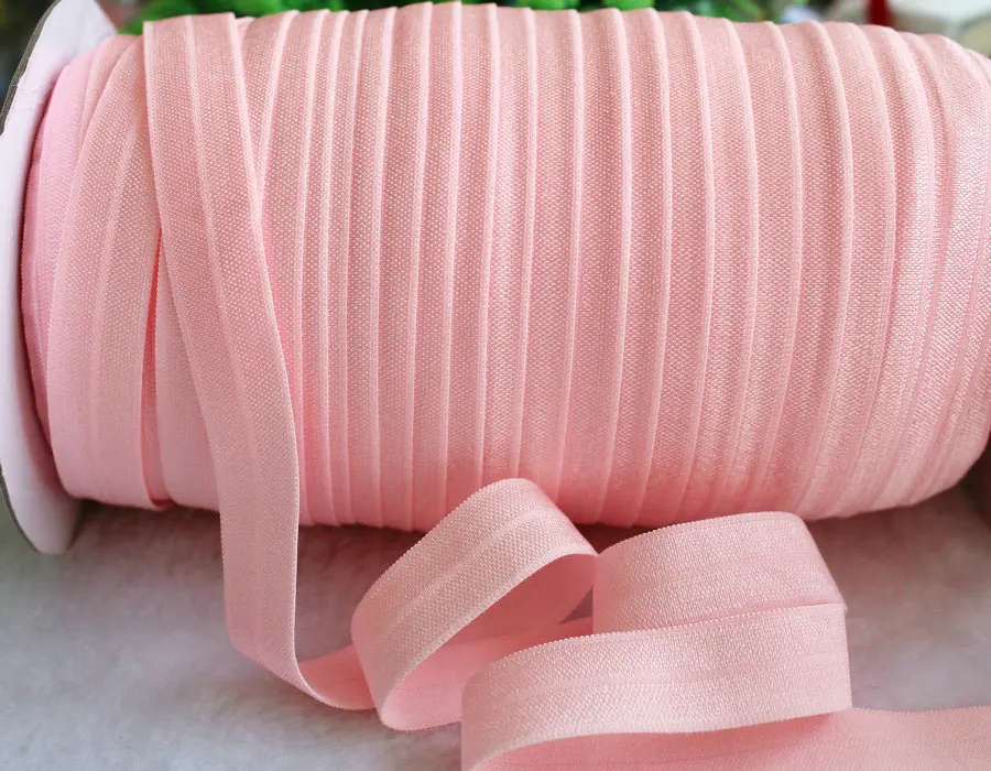 ePacket 5/8'' 16mm 20 yards nylon fold over elastic hair ties fabric foe solid elastic ribbonin