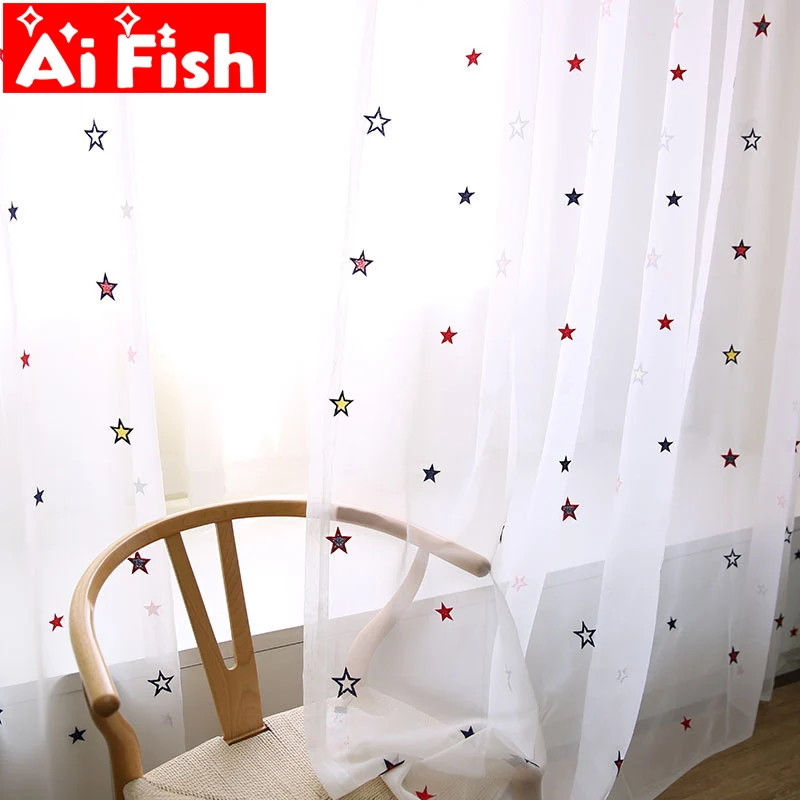 

Gypsophila High-grade Embroidered Cartoon Children's Bedroom Sheer Drapes British Modern Minimalist Custom Curtains wp310#30