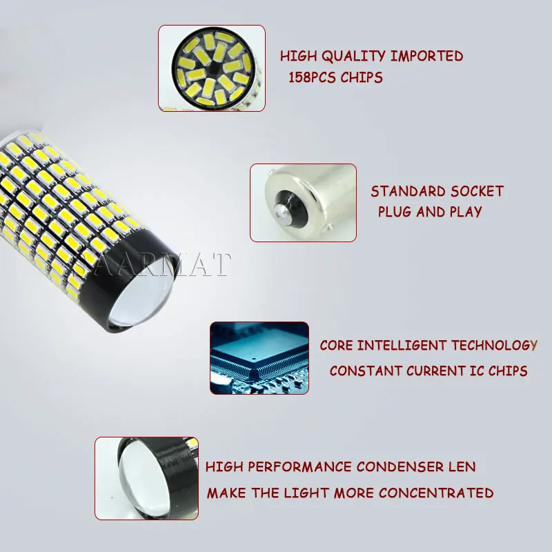 Пара 1156 P21W CANbus Белый Красный 158 SMD светодиодный лампы для Volkswagen Jetta MK6 дневных